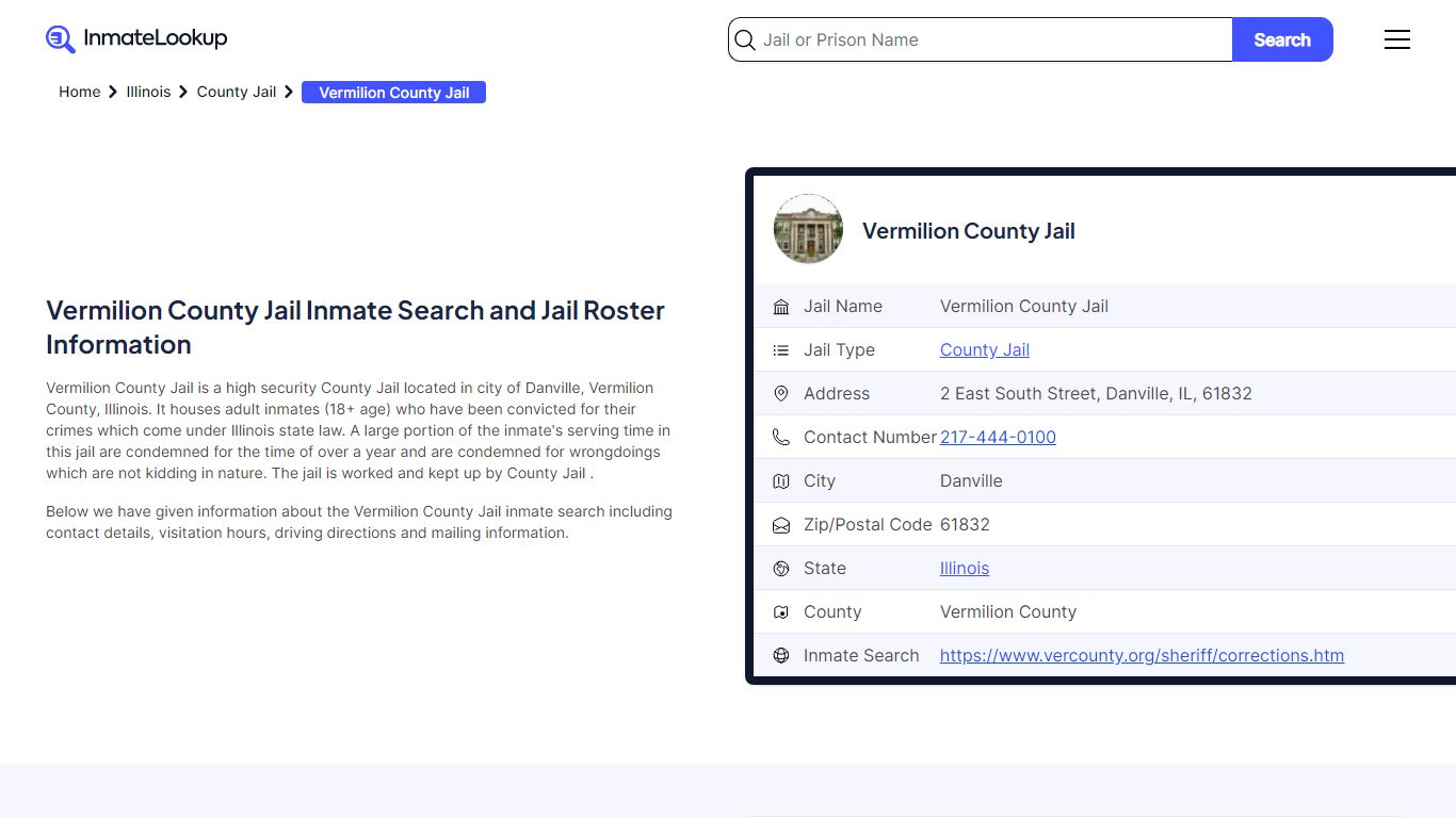 Vermilion County Jail Inmate Search - Danville Illinois - Inmate Lookup